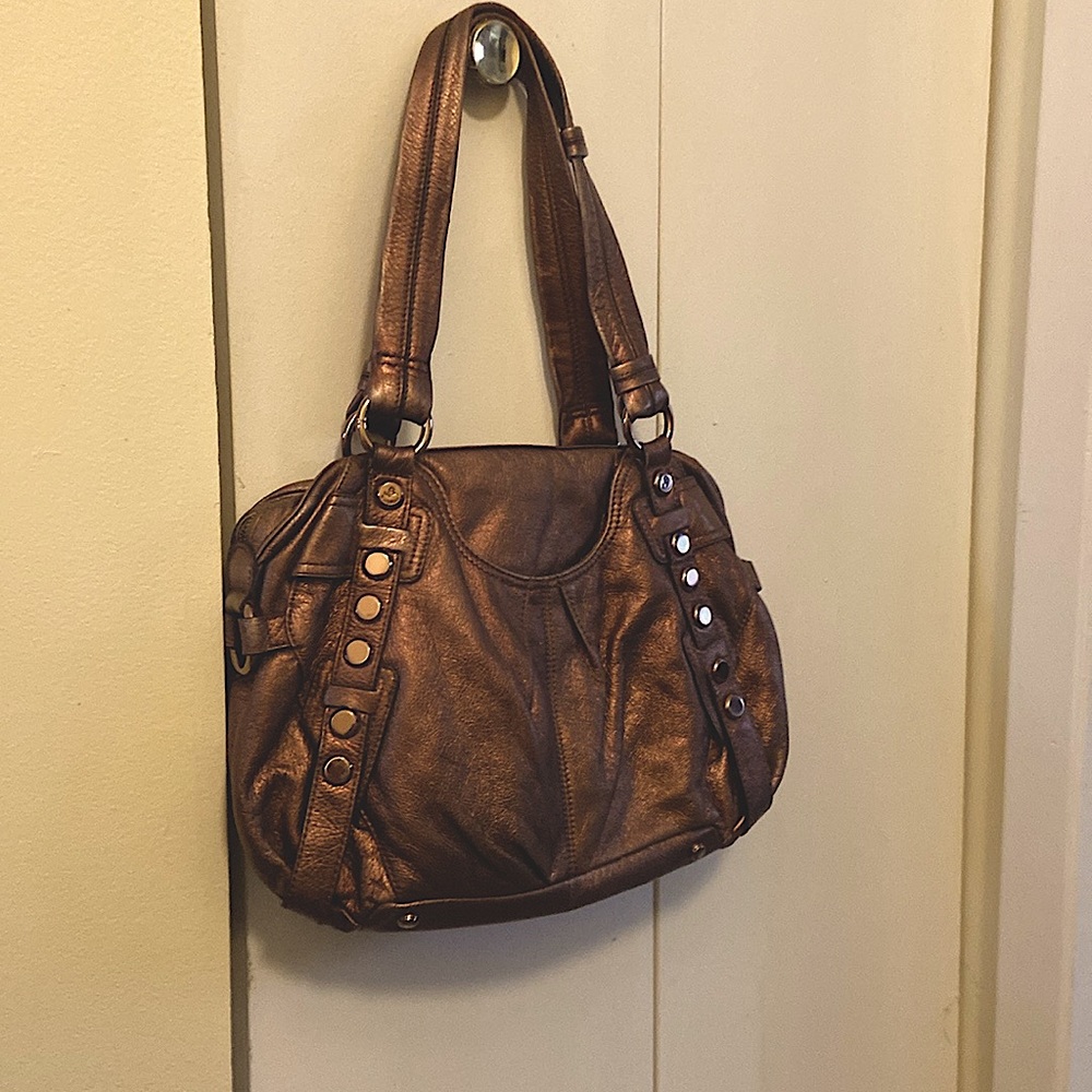 Brown BMakowsky shoulder bag.vintage copper-tone metalic